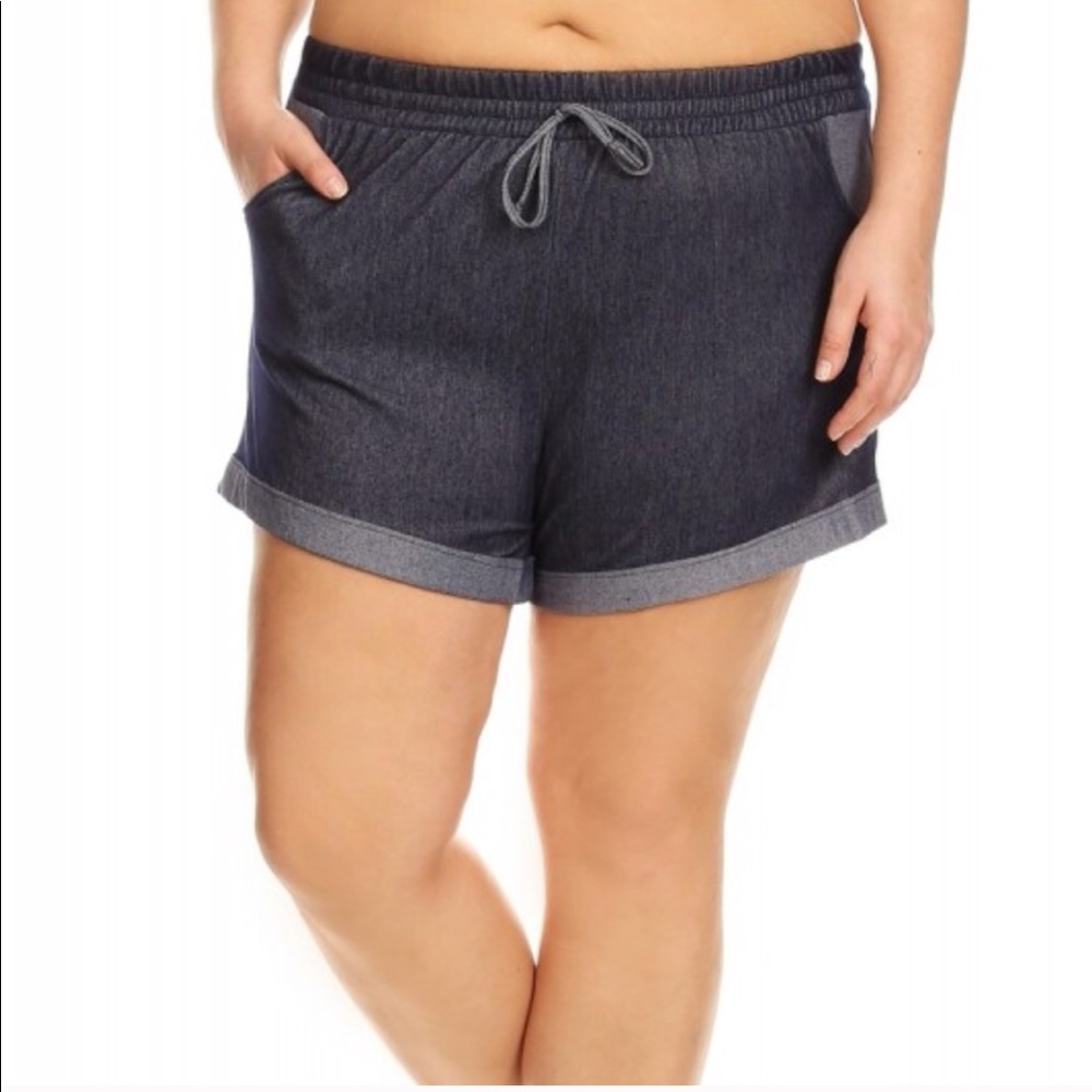 Plus sized soft denim shorts